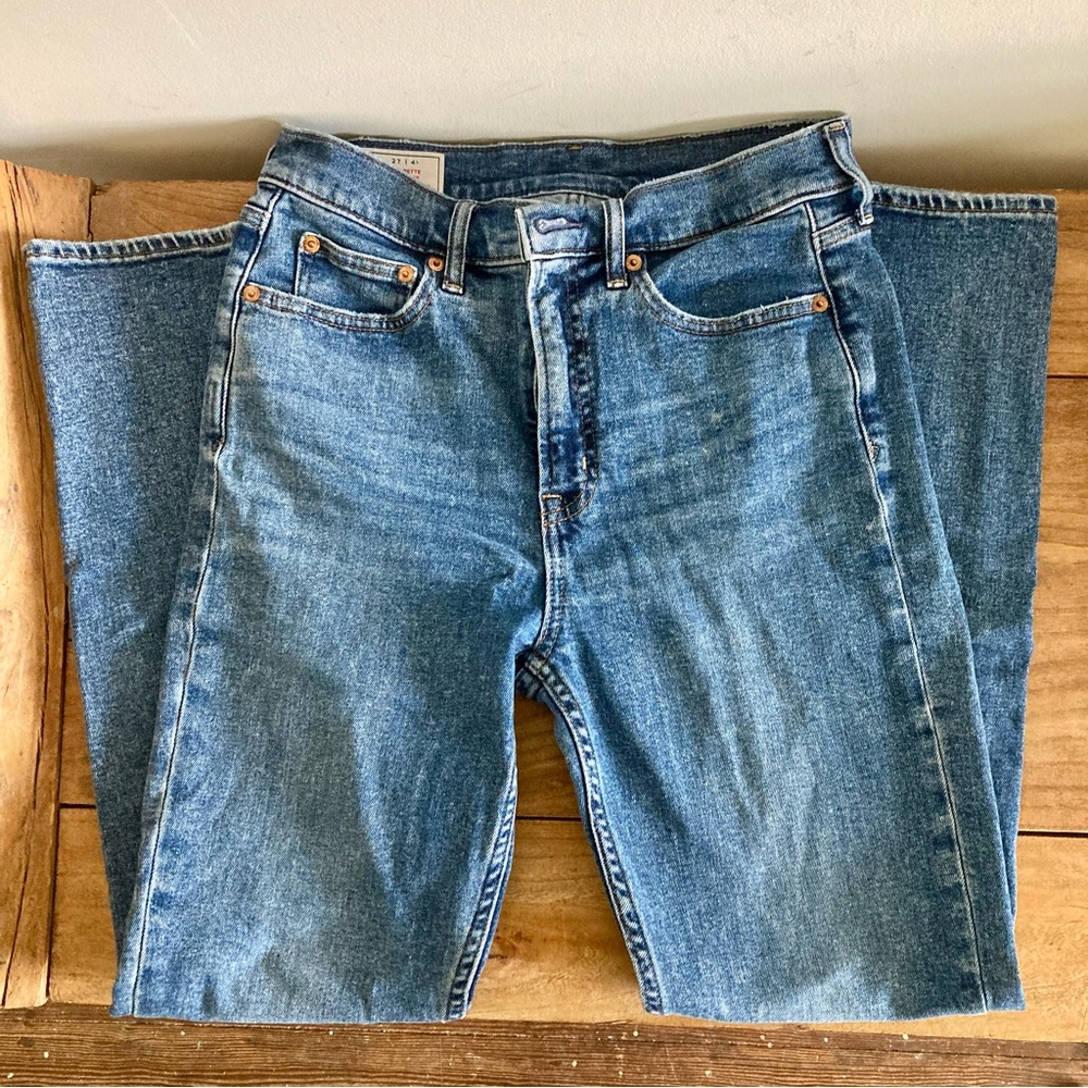 GAP High Rise Cigarette Vintage Slim Jeans - Medium/Dark Blue
